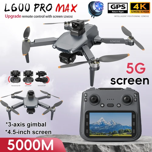 Imagen 1 del producto Dron profesional L600 PRO MAX GPS con pantalla de cámara HD de 8K, cardán remoto de 3 ejes para evitar obstáculos, cuadricóptero RC sin escobillas FPV