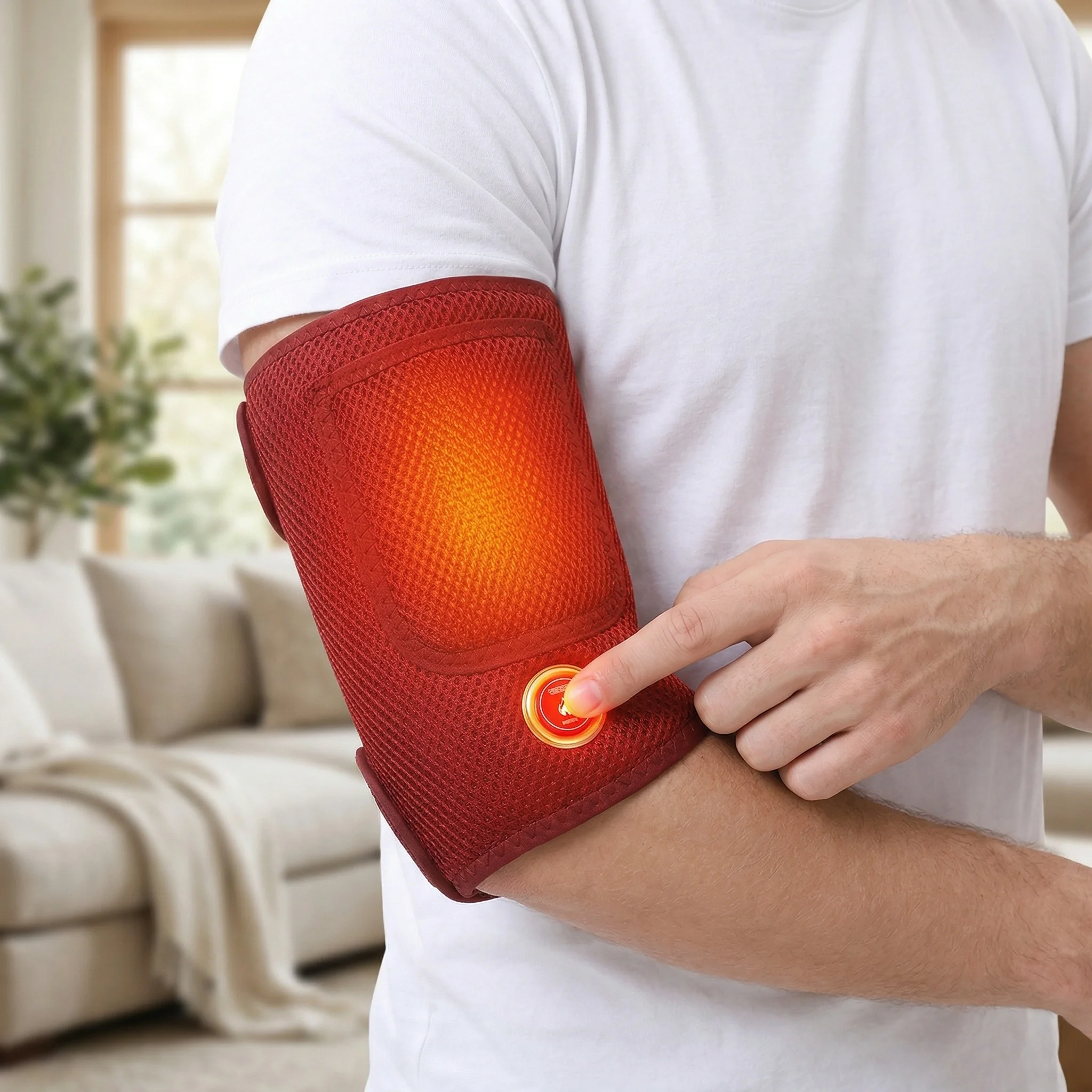 Heating Arm Brace Elbow Arm 3 Vibration Massage Settings Muscle Relaxation Relief Pain Sports Recovery