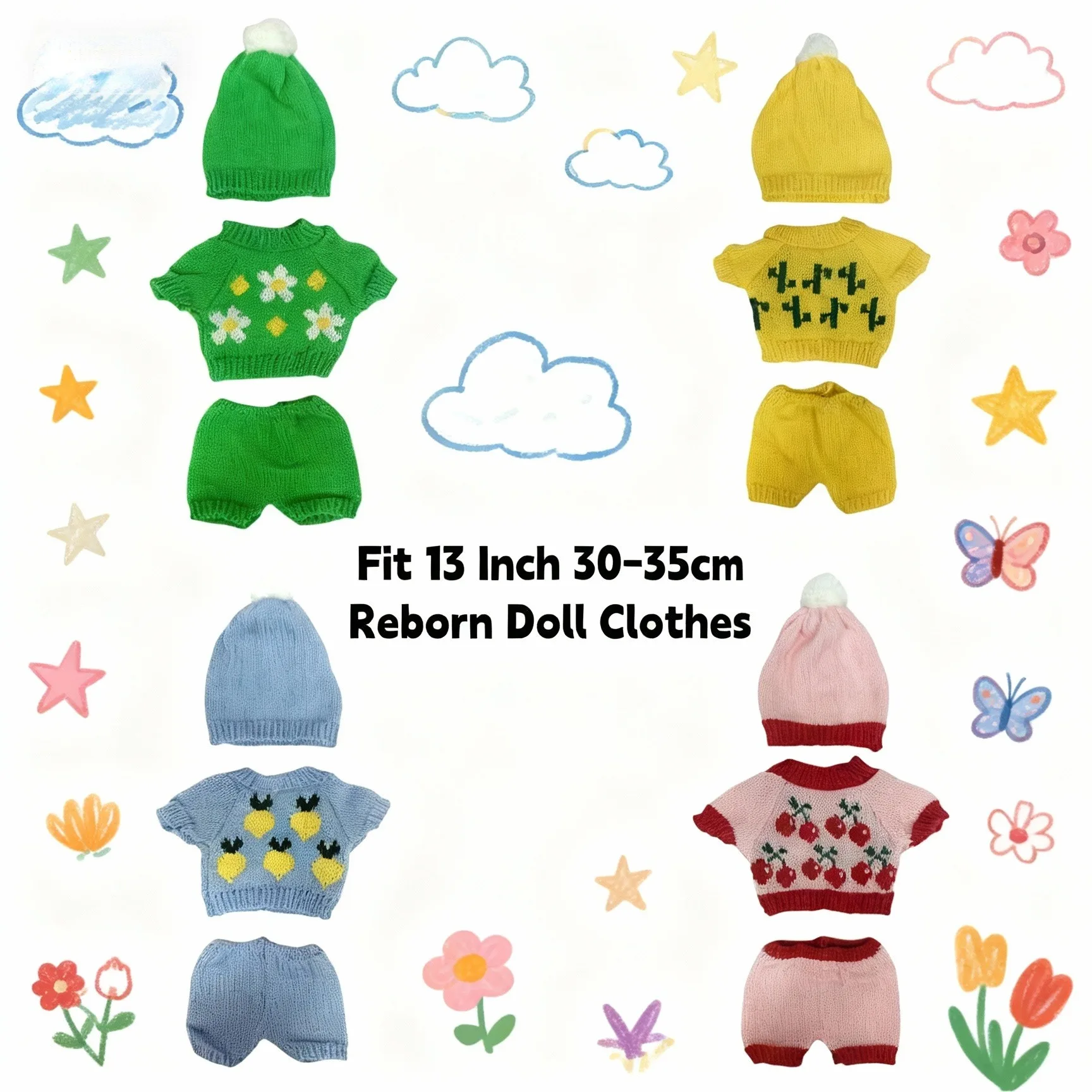 

13 Inch 30-35cm Reborn Baby Doll Sweater Clothes Dress Skirt Rompers Toys Outfit