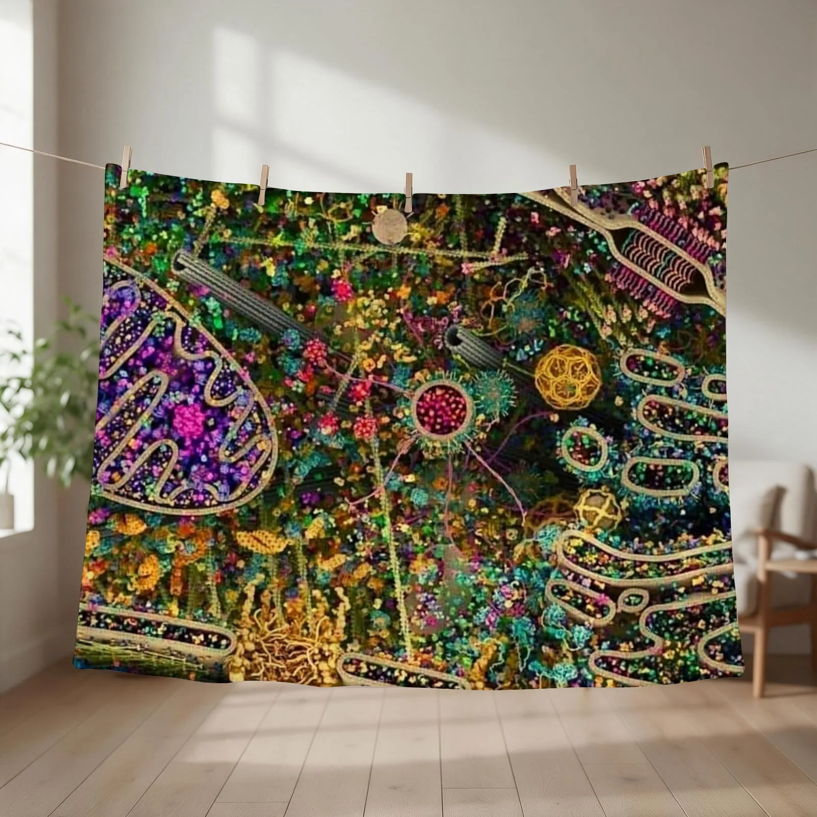 Human Cell Detailed, Biologist/Scientist/Science Lover Throw Blanket couch cozy soft plush fuzzy picnic outdoor blanket