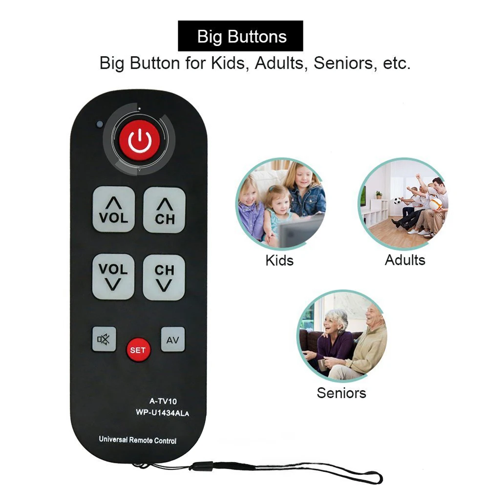TV Remote Control PC Universal/Simple-Easy Big Button TV Remote  For Seniors User-Friendly Auto Search Learning Accessories