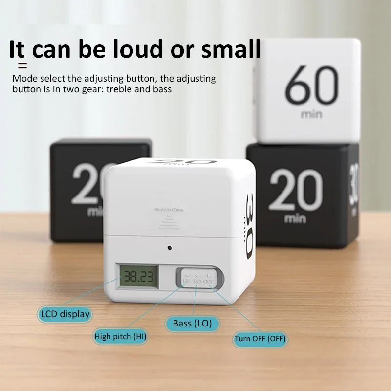 Productivity Cube Timer Gravity Sensor Flipping LED Display Dual Modes Countdown Cooking Study Mini Digital Timer 4 Preset Time image 3