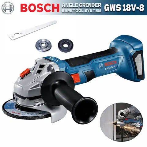 BOSCH GWS 18V-8 무선 앵글 그라인더 18V 전문 브러시리스 100MM 슬라이드 스위치 커팅 그라인딩 Bosch 전동 공구 GWS18V-8