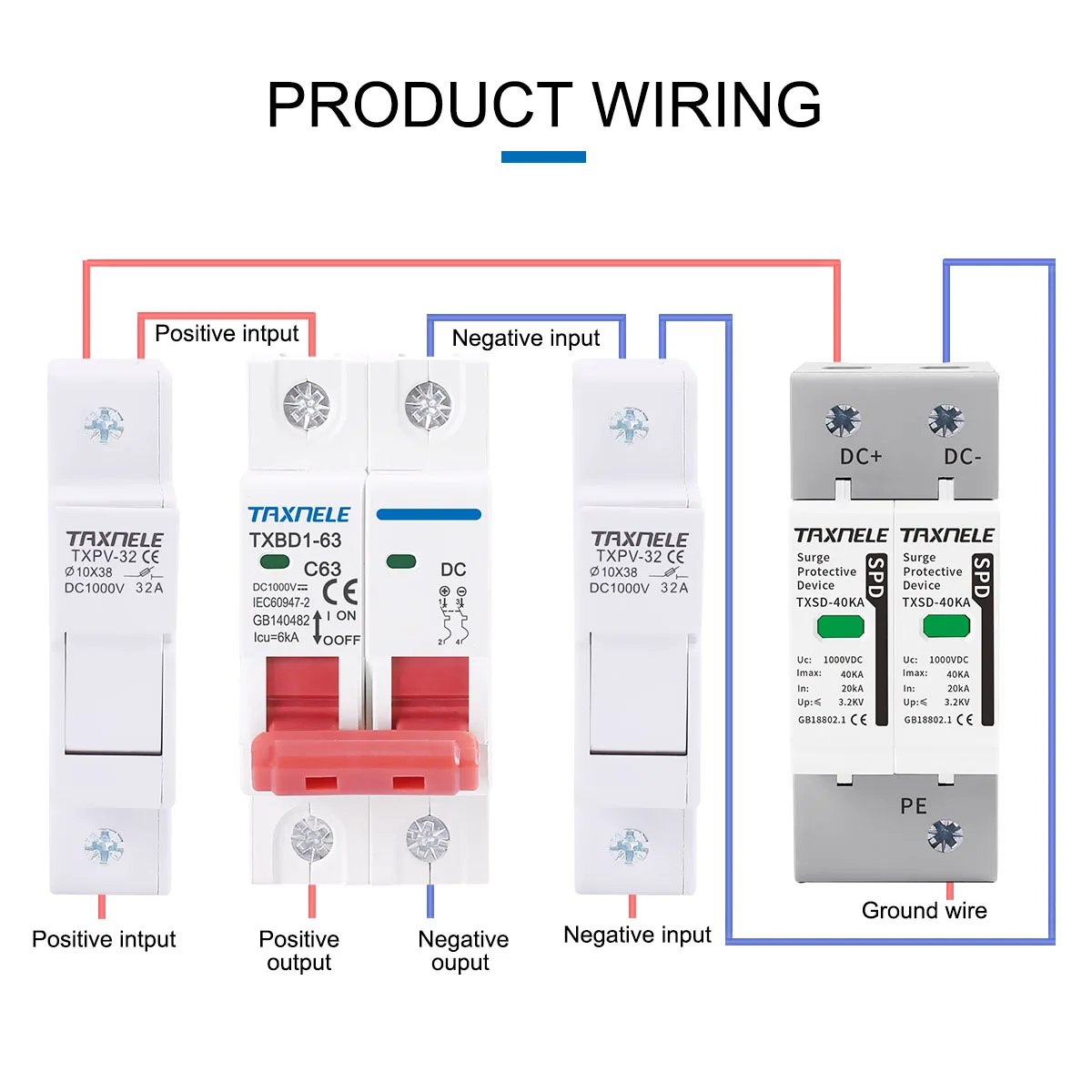 DC SPD Surge Protetor Dispositivo 600V 800V 1000V 2P 20KA 40KA 60KA Voltage Protetor Solar PV Fotovoltaica Lightning Prendedor