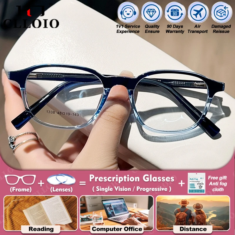 

CLLOIO Classic Women Oval TR90 Myopia Prescription Glasses Blue Light Blocking Photochromic Progressive Optical Reading Eyeware