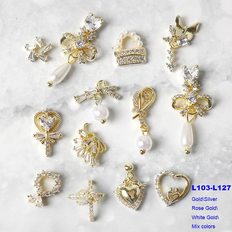 10pcs\bag designer nail charms metal luxury nail parts DIY brand nail arts decoration jewelry wholesale L103-L127