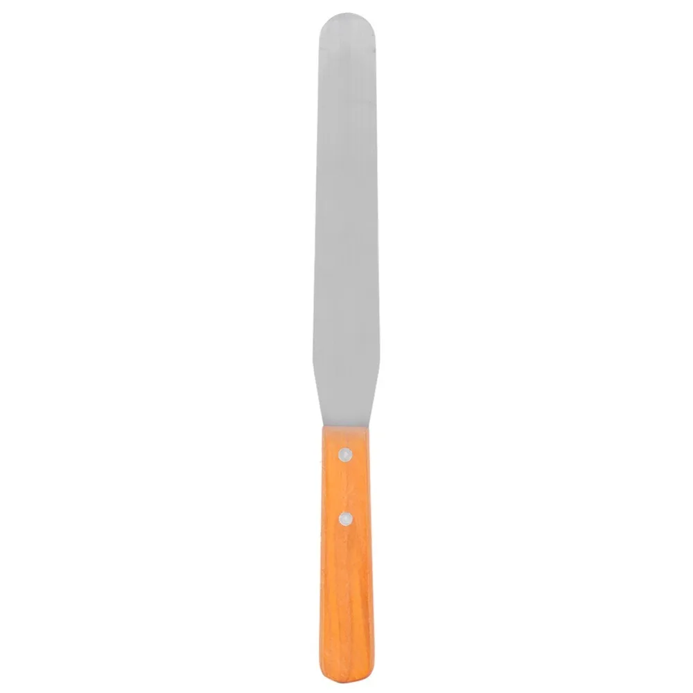 Stainless Steel Cake Icing Spatula Straight Blade Flat Blade Stainless Steel Spatula Riveted Handle Wood Handle