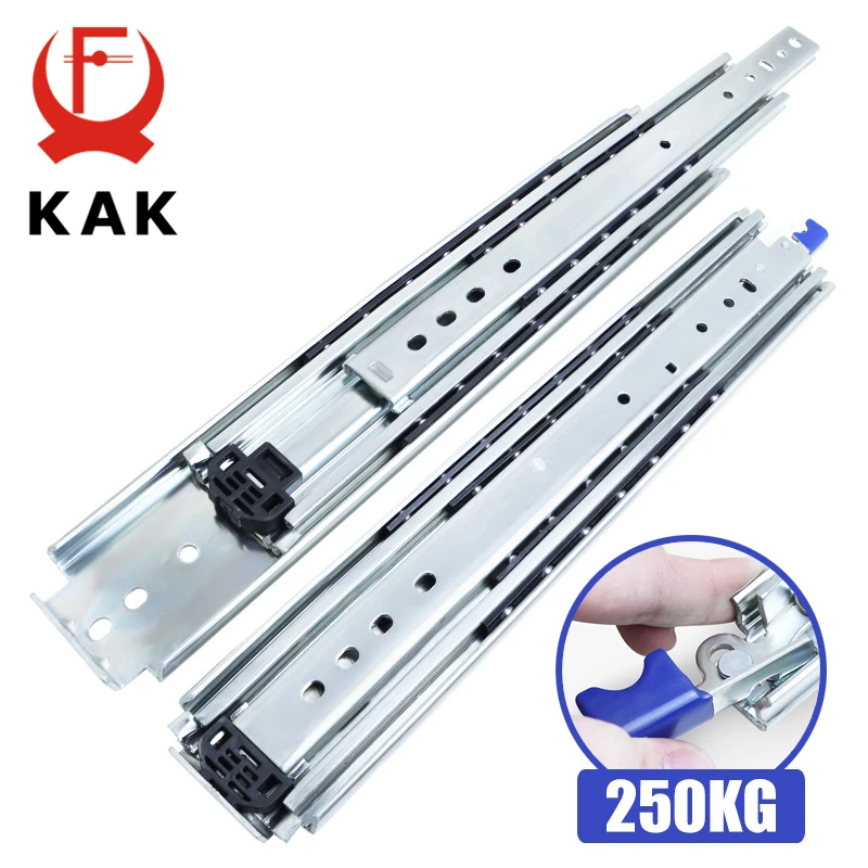 

KAK Heavy Load Drawer Slide with Lock 551 lb Soft Close Drawer Runners Rail Full Extension 3 Section 10 to 50 inches Hardware