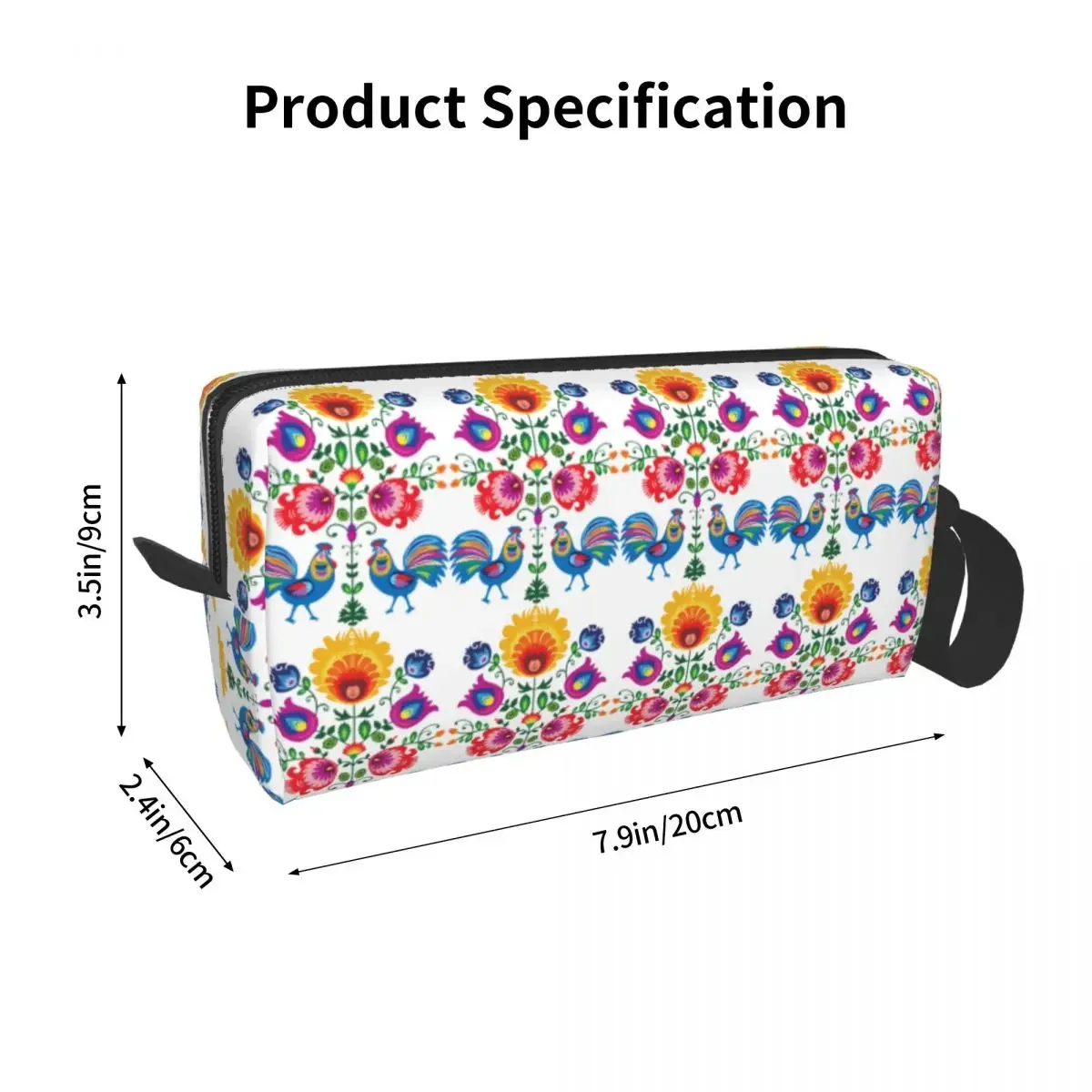 Polish Folk Flowers And Roosters Toiletry Bag Poland Floral Art Makeup Cosmetic Organizer Ladies Beauty Storage Dopp Kit Case