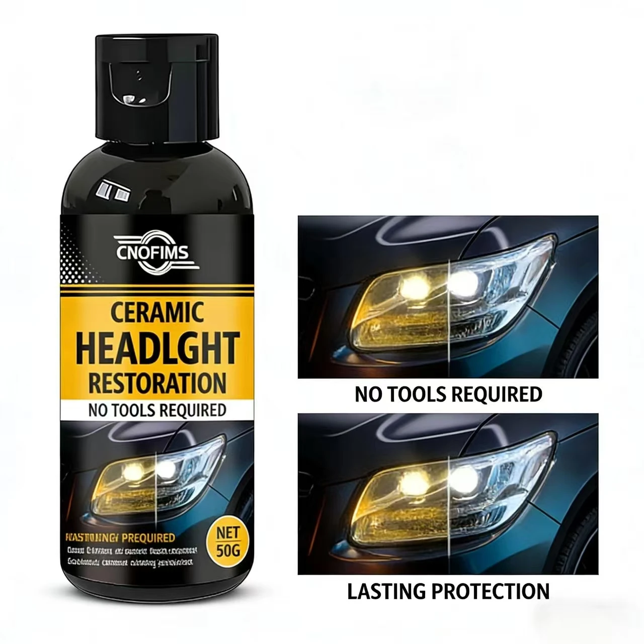 50G CNOFIMS Ceramic Headlight Restoration for BMW Toyota – No Tools Required, Professional Grade, Long-Lasting Protection Auto L