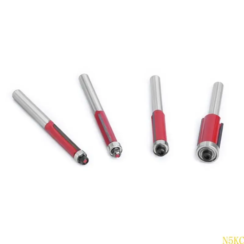 N5KC Set Of 4 High Accuracy Red Router Bits For Efficient And Metal Cutting