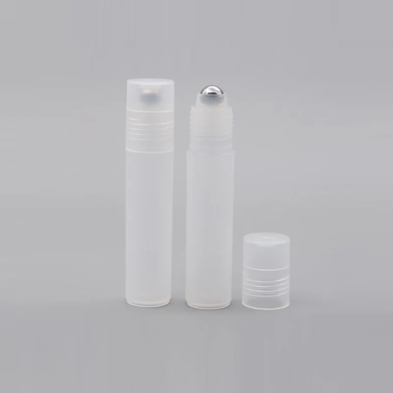 Mini 5ml/10ml puste perfumy Roll Roller Ball butelka na plastikowych płynach ze stali nierdzewnej pojemnik na olej wielokrotnego napełniania narzędzia 5 sztuk