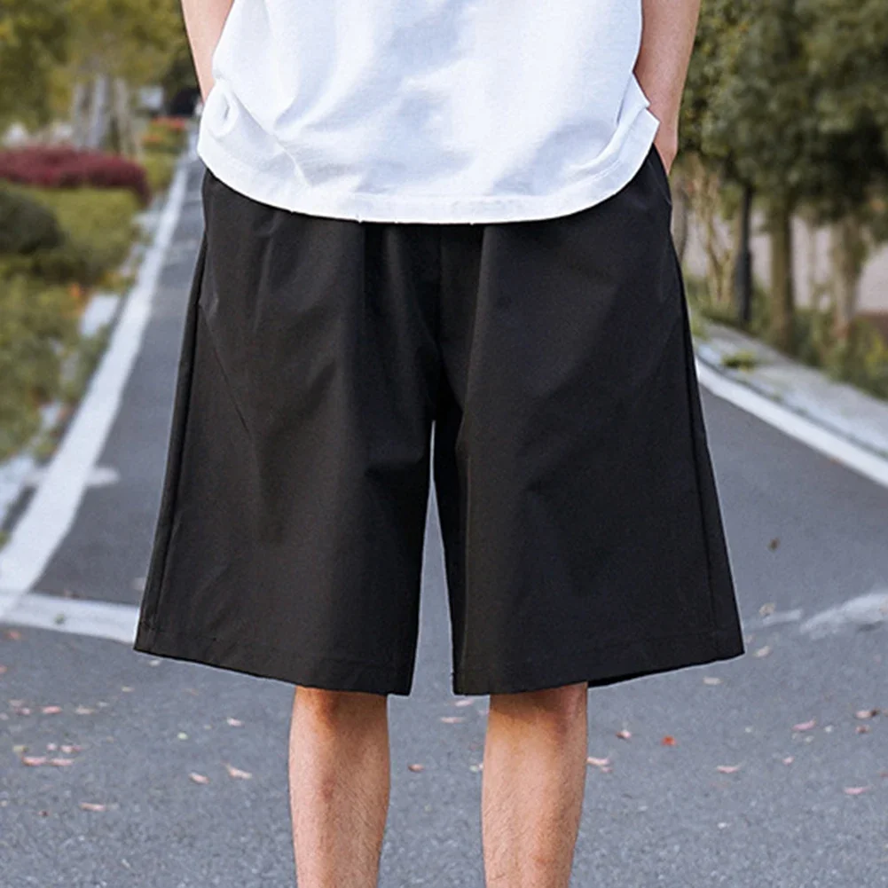 

Casual Outings Khaki Mens Thin Pants Loose Fit Casual Shorts Streetwear Medium Waist Design All Seasons Suitable