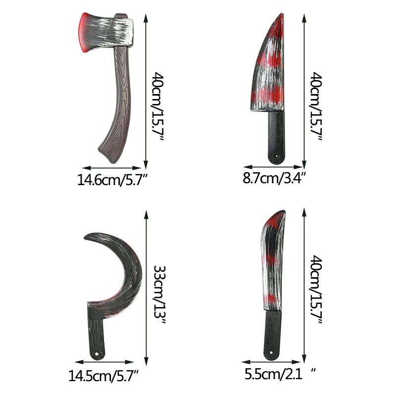 할로윈 블러디 가짜 칼 플라스틱 도끼 어린이를위한 장난감 선물 공포 코스프레 의상 파티 소품 해피 할로윈 장식 용품