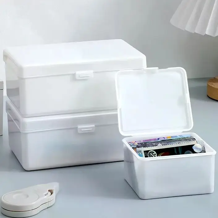 Pure White Flip Cover Storage Box Transparent Storage Box Card Photo Dustproof Storage Photo Card Classification Flip Cover Box
