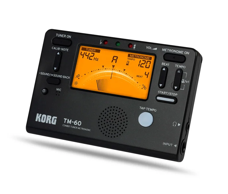 Korg TM-60/TM60C Tuner/Metronome Black and White Available Can be Used for Wind, Guitar, Ukulele, and Piano Keyboard Instruments