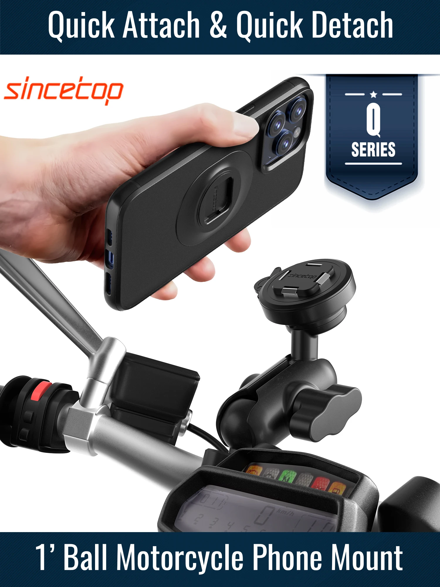 1 Zoll Kugelgelenk Motorrad-Handyhalterung Mobiler Moto-Halter für iPhone Xiaomi Moto-Zubehör 360° Blickwinkel Mit 1-Zoll-Kugel