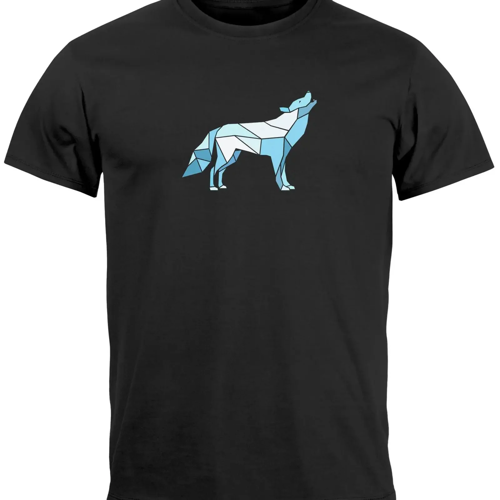 Neverless Men's T Shirt Polygon Wolf Outdoor Fashion Animal Motif Hiking Geometric Street Style vintage Washed Comfortable