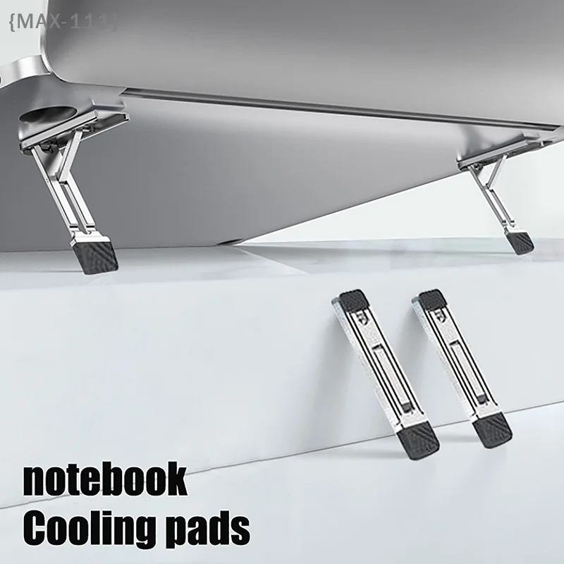 【F2-MAX111】Mini Zinc Alloy Laptop Stand Adjustable Height Foldable Laptop Riser Legs Anti Slip Holder