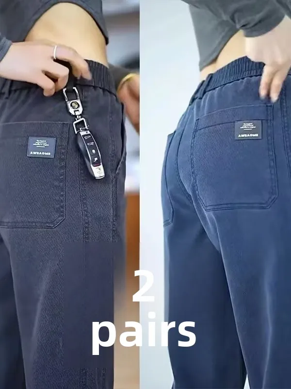 

Loose Fit Workwear Trousers for Men Summer Thin Lightweight Elastic Waist Straight Leg Casual Pants Durable Youth Faion