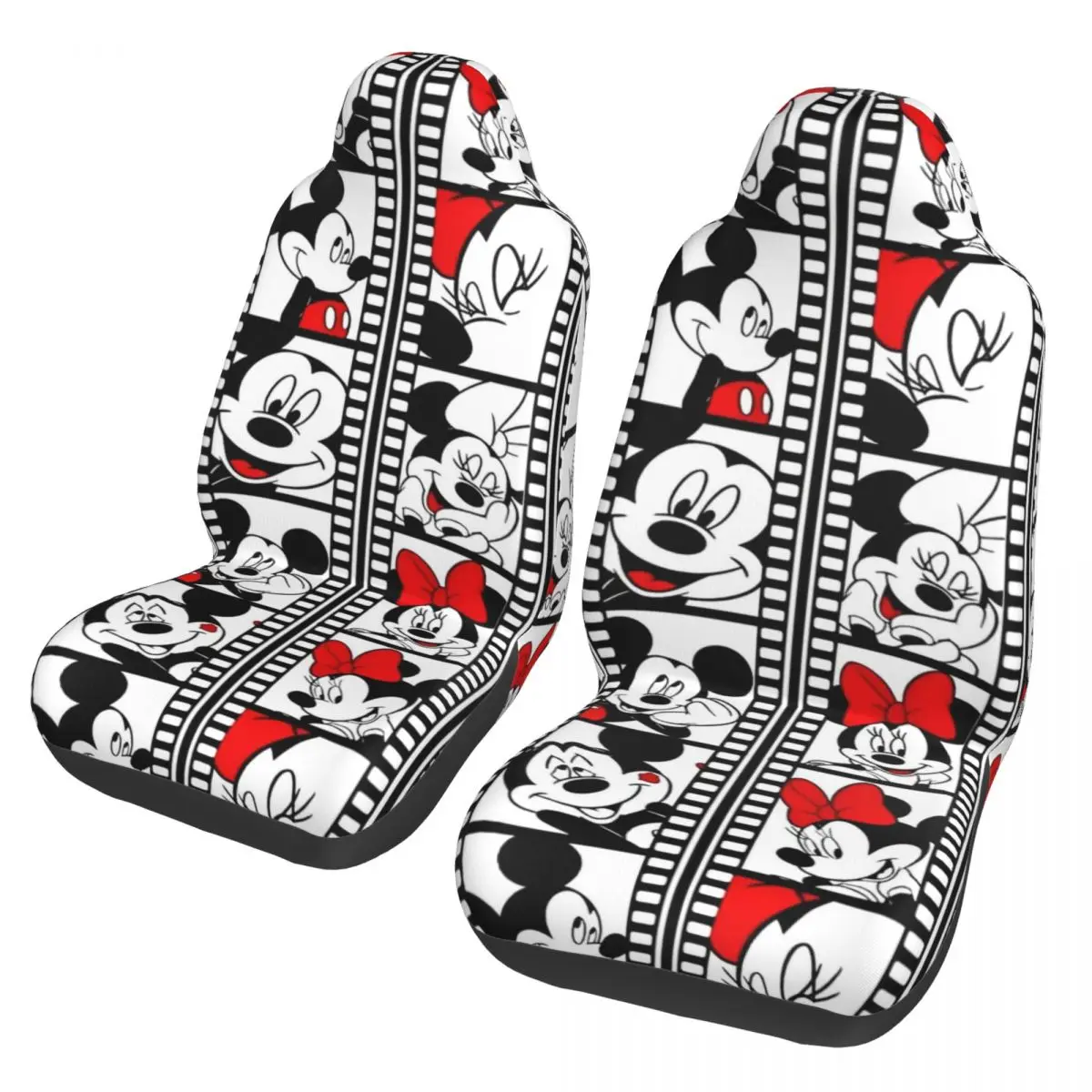 Mickey Mouse Minnie Cartoon 2 Front Car Seat Covers for Cars Truck Sedan SUV Flexible Automotive Seats Cover