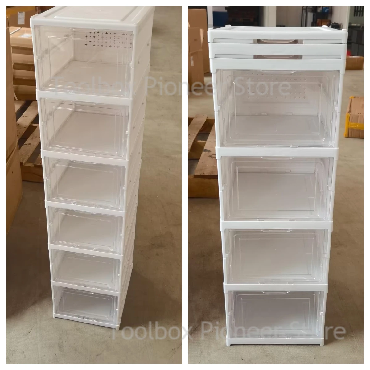 Caja de zapatos plegable, zapatillas de plástico grueso, caja de almacenamiento de zapatos de 3/6 capas, armario apilable a prueba de polvo,