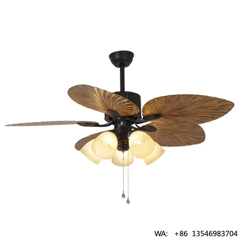 Fancy Tropical Vintage 5 Big Leaves Blade Kdk High Air Rustic Ceiling Fan With Light Kits Chandelier