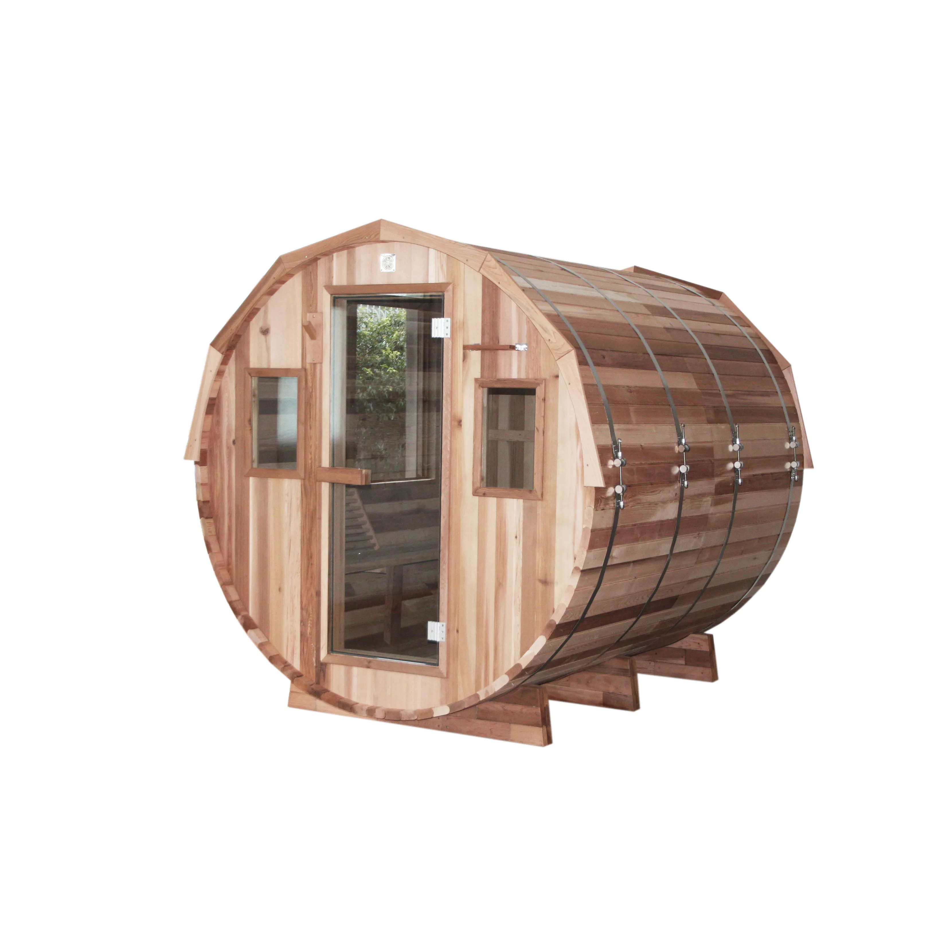 8FT Outdoor Canadian Red Cedar Barrel Sauna Dry Steam Sauna Bath Room