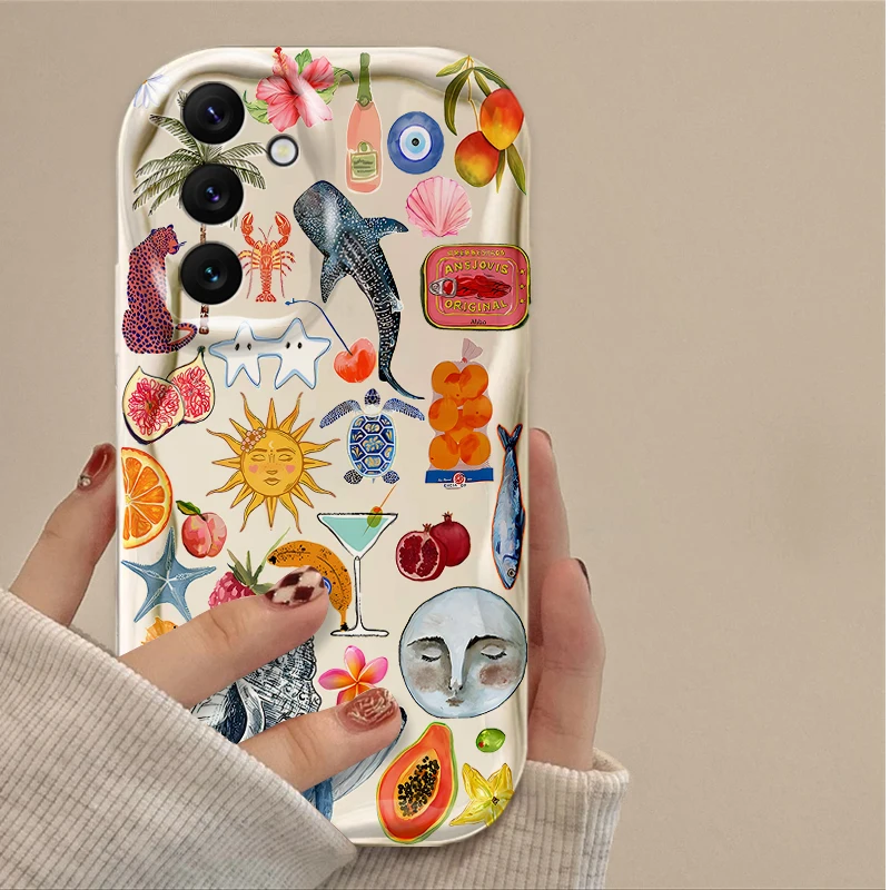 حافظة مخلوقات بحرية لطيفة لهاتف سامسونج جالاكسي A16 A06 A55 A35 A25 A15 A05 A05S A54 A34 A24 A14 A73 A53 A33 A23 A13 A52 A32 A22