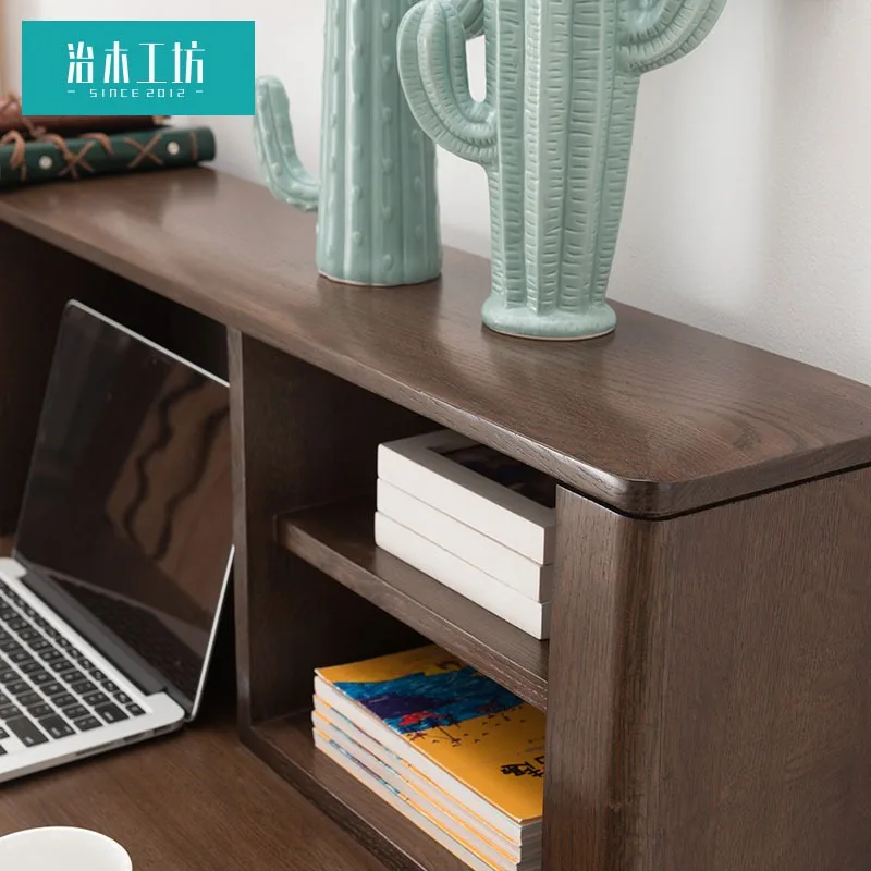 Woodworking Workshop All solid wood desktop small bookshelf Nordic desk shelf storage rack can be matched with Nordic desk