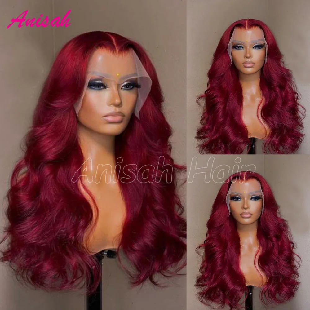 

100% Raw Red Colored Lace Front Human Hair Wigs for Women Glueless 13x4 13x6 Frontal Wig Human Hair HD Transparent Lace Wig