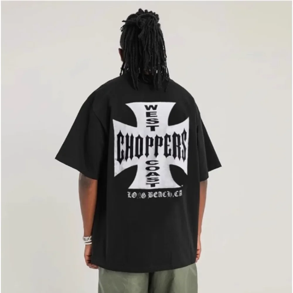 WEST COAST T-SHIRT WOMEN'S CHOPPERS T-SHIRT STREET HIP-HOP CLOTHING OVERSIZED FASHION 100%COTTON SHORT SLEEVES MEN'S CLOTHING