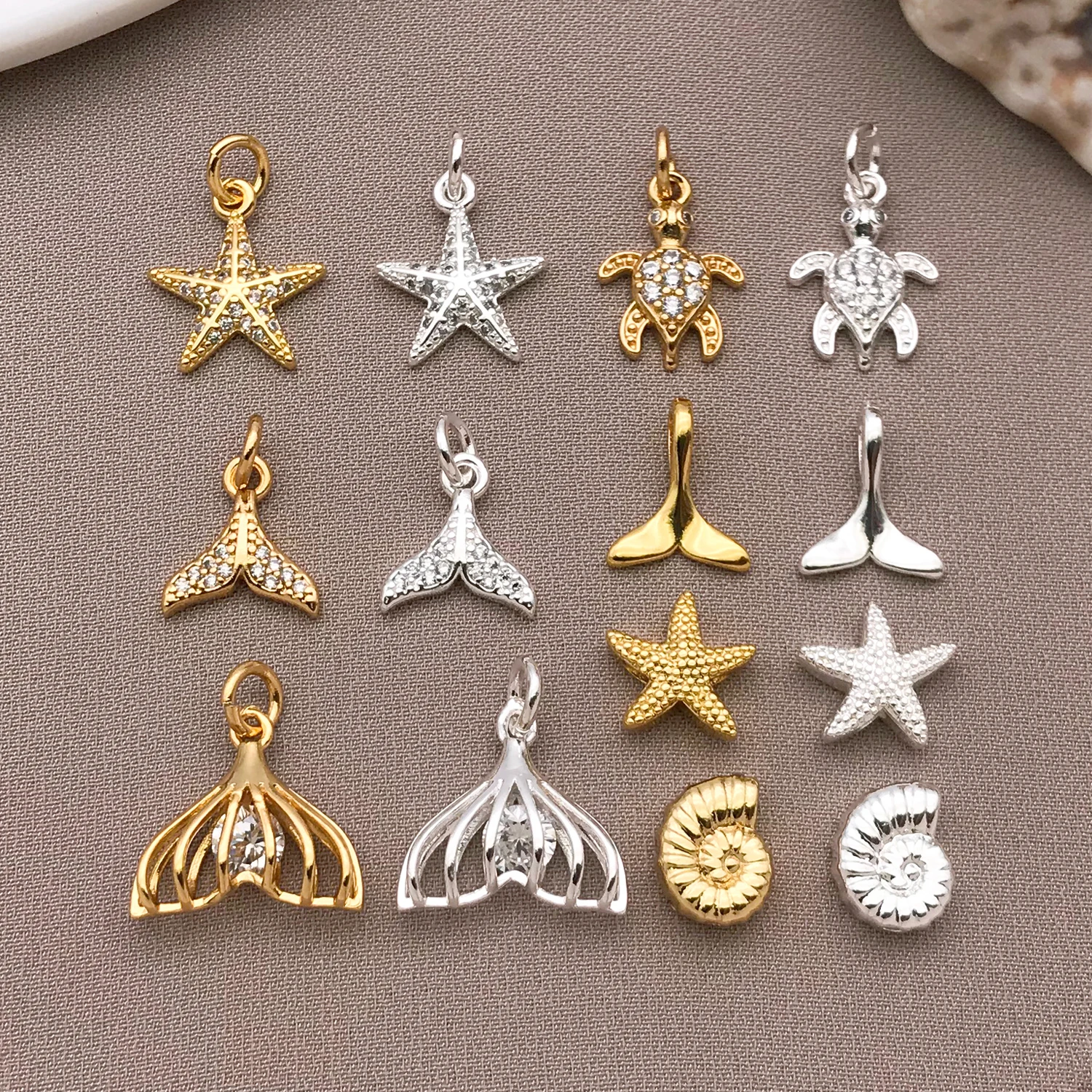 2pcs 18K Gold Color Brass Ocean Series Charms Pendant Making DIY Keychain Earrings Charms for Jewelry Bracelets Necklace
