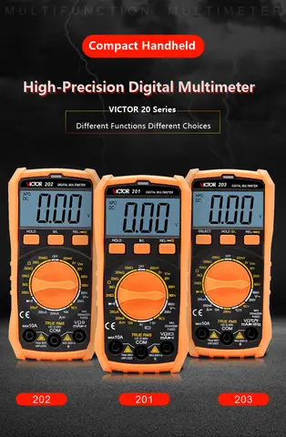 Victor 201/202/203 Digital Multimeter Portable Compact Manual Ranging Voltage Current Resistance Test Tool NCV Flashlight