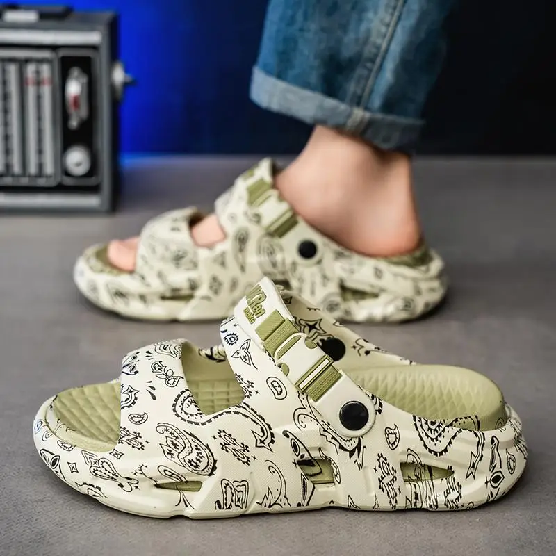 

Men's Summer Casual Slip-On Shoes Outdoor Beach Anti-Slip Driving Indoor Comfortable Flat Sandals Thick Bottom Rubber Sole