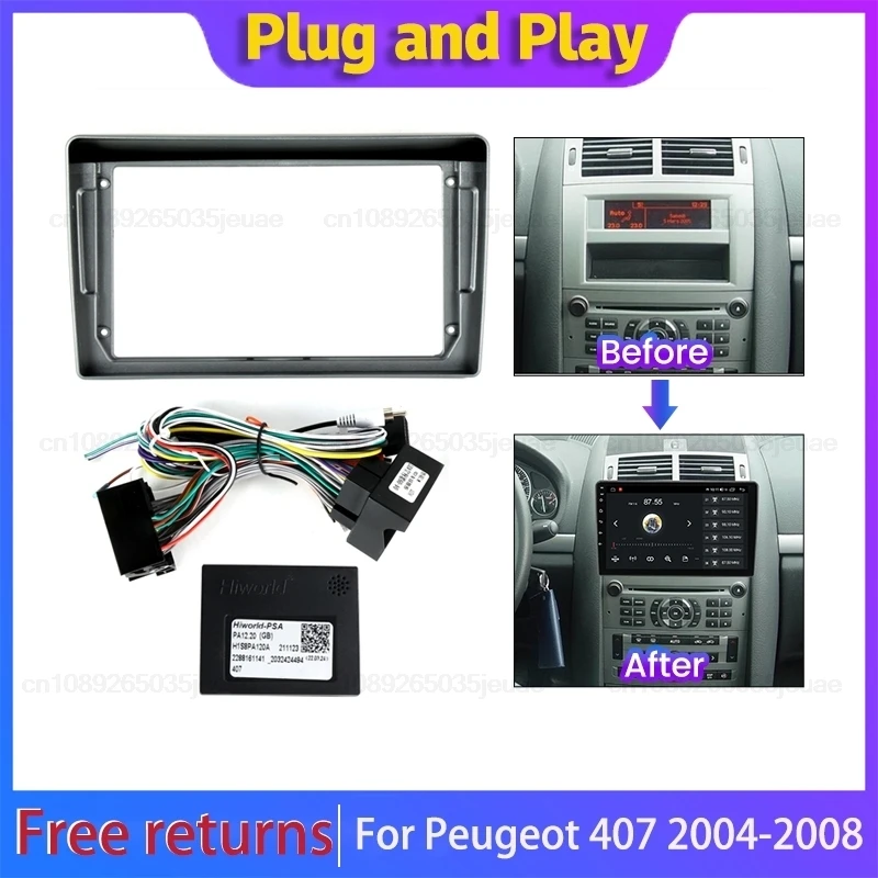 Autoradio Fascia Voor Peugeot 407 2004 05 06 7-2008 Dvd Stereo Frame Board Adapter Mount Dashboard Mount Bezel Trim Kit Android