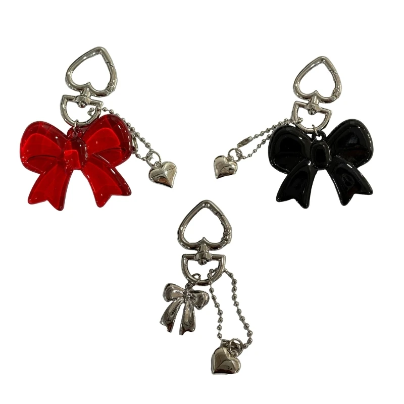 Delicate Bowknot Pendant Heart Shaped Keychain Accessory for Fashion Enthusiasts