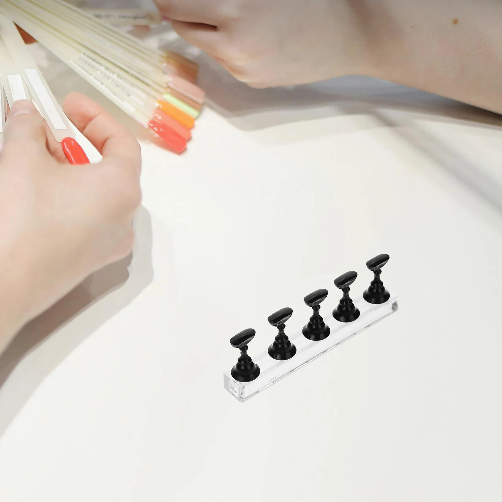 

5pcs Art Board Base For Painting Nails Display Tips Plastic Fake Stand Practice Kit Manicure Tool Press On Tips Holder Display