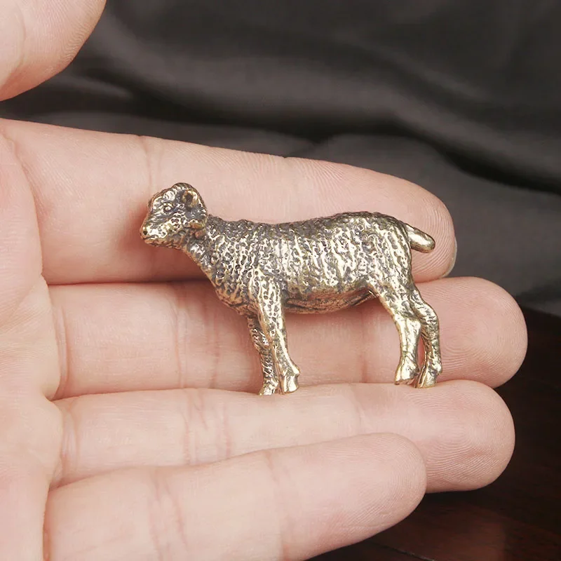 Brass Sheep Desktop Ornament Twelve Zodiac Zodiac Sheep Blessing Cultural Play Tea Pet Ornament Craft Old Bronze Ware New Decor