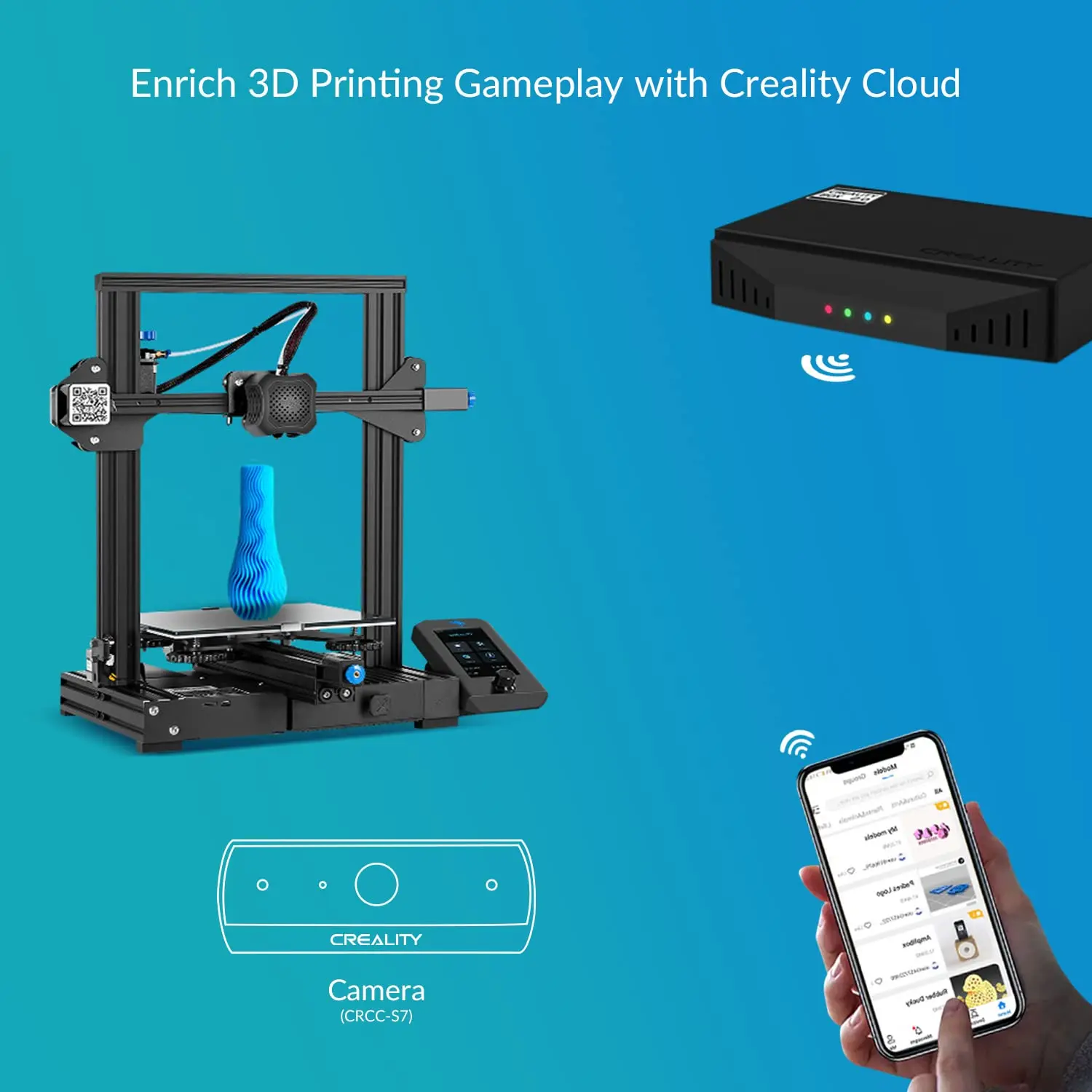 Creality WiFi Box Smart Kit 2.0 Wireless Control Intelligent Assistant with HD Cam. 8G Card Cloud Slice for Creality 3D Printers