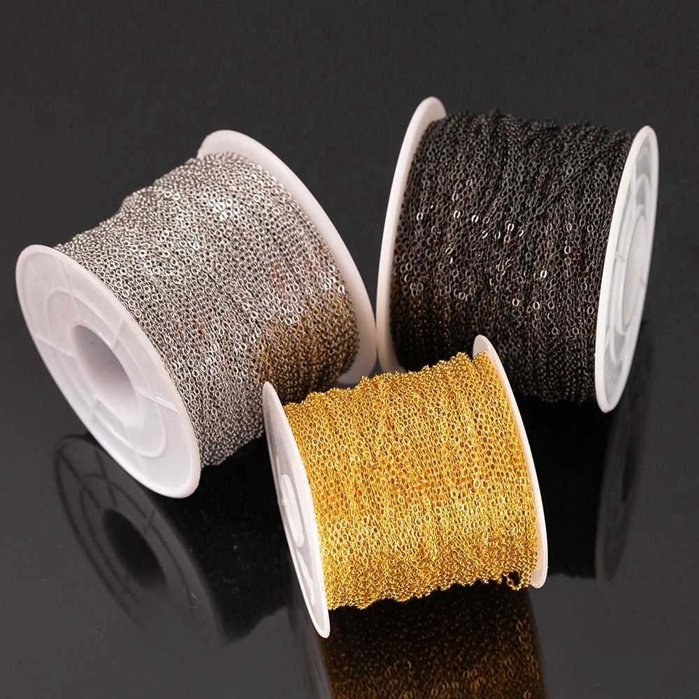 2Meter Stainless Steel Chain Gold Steel Color Extension Chain DIY Jewelry Making Necklace Bracelet Bulk Chain Supplie Accessorie