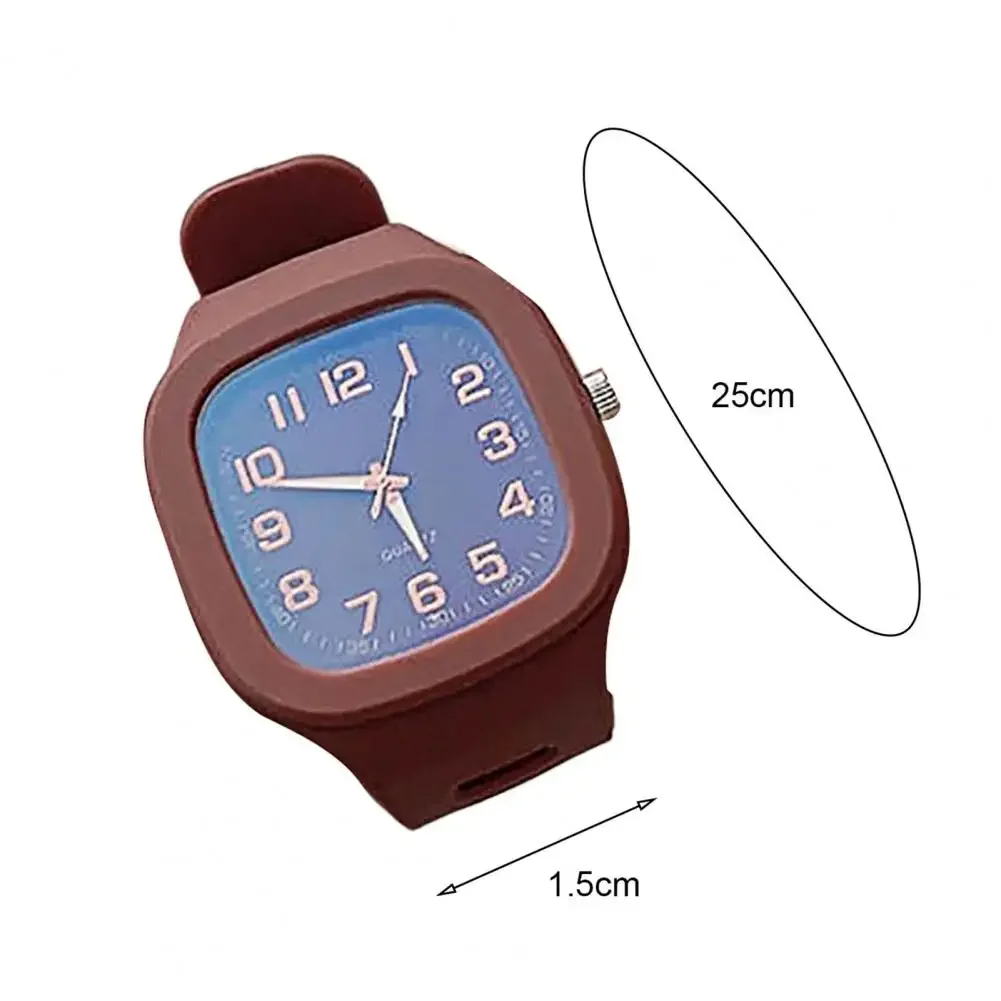 Square Large Dial Quartz Watch Silicone Strap Student Wristwatches Multicolor Fashion Casual Clock for Ladies Gift No Bracelet