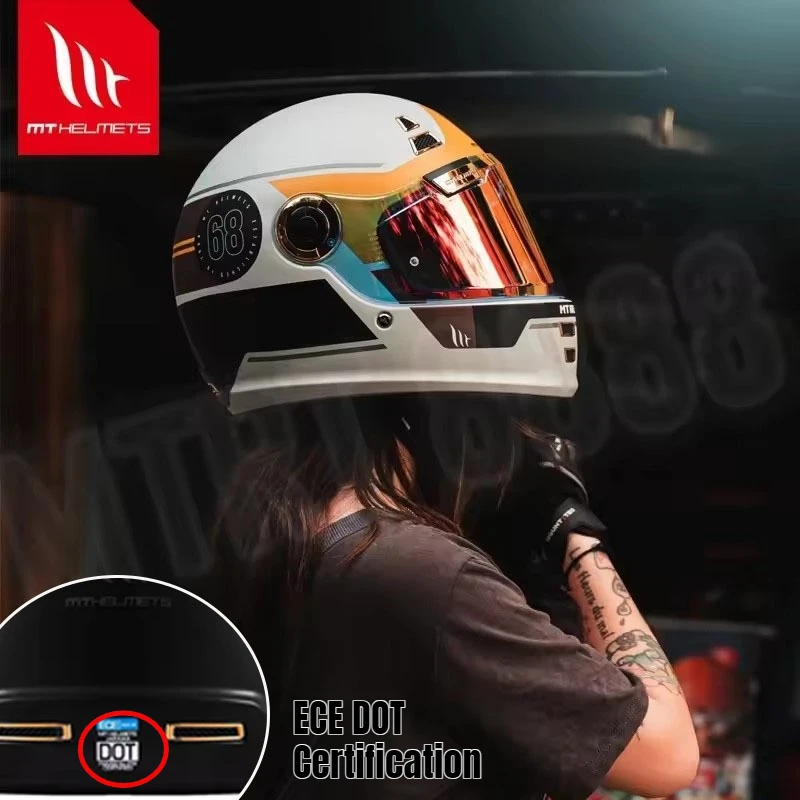 

ECE DOT Certification MT Retro Helmet Galamar Motorcycle Full-face Helmet Four-season Motorcycle for Men and Women