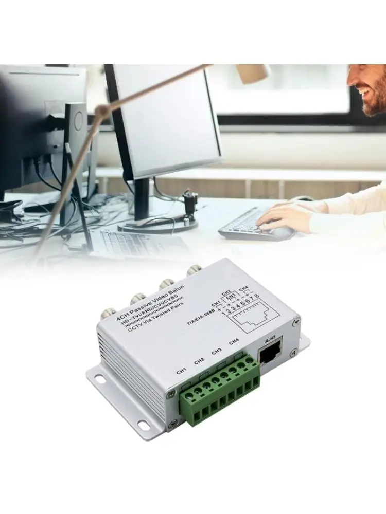 Transceptor balun vídeo pasivo UTP 4 canales BNC a convertidores cable UTP RJ45