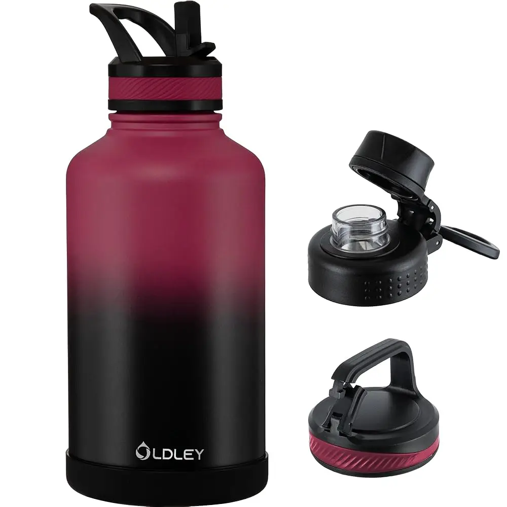 

Термос для воды на 64 унции с соломинкой, спортивная бутылка из нержавеющей стали с 3 крышками (с соломинкой, с носиком и с ручкой)