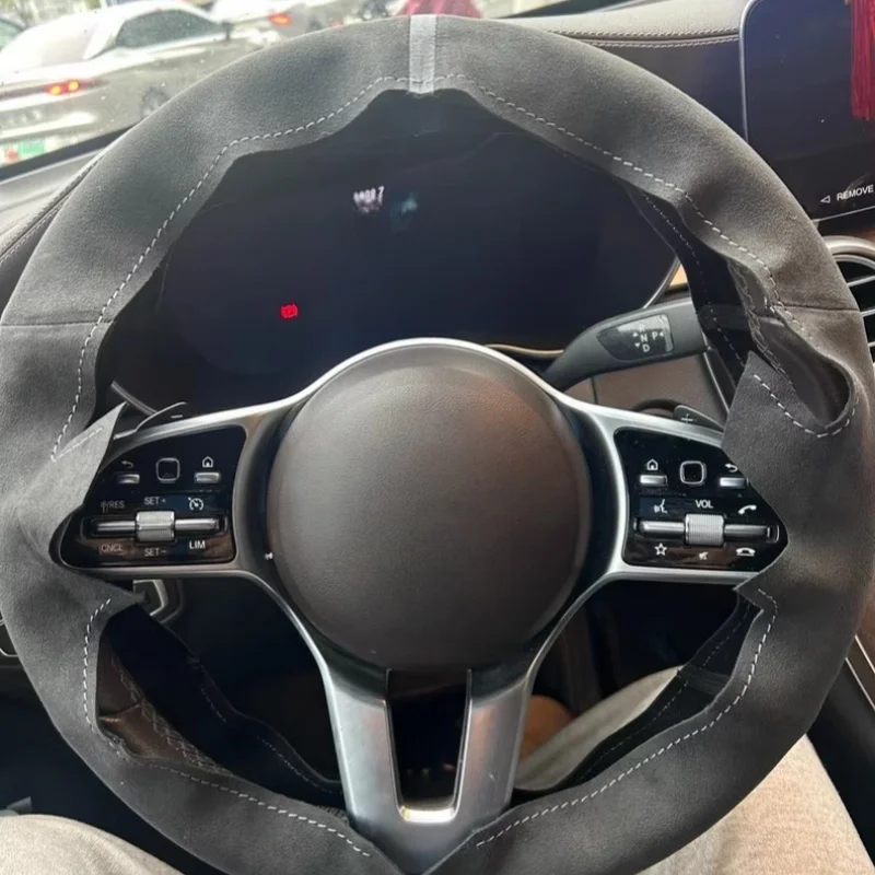 Hand-Sewn Suede Car Steering Wheel E300L A200L E-Class C-Class A-class Accessories Steering Wheel Cover For Mercedes Benz C260L