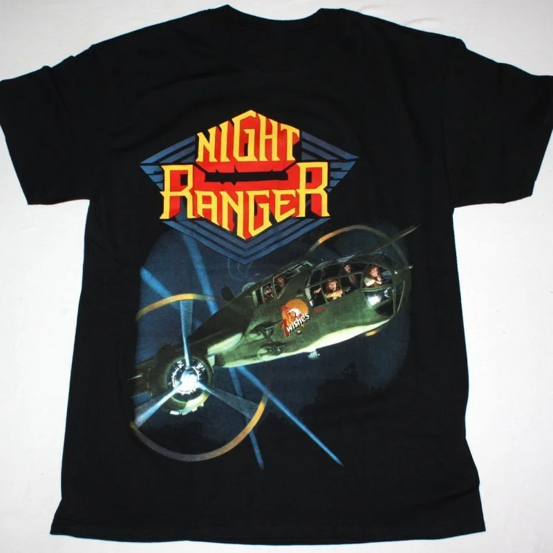 NIGHT RANGER 7 WISHES 1985 T-Shirt Short Sleeve Black Men Size S to 5XL TMB2365