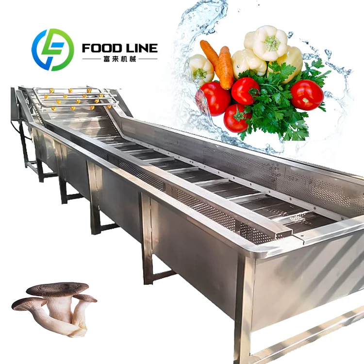 Bubble Vegetable Washer Wide Feeding Opening Allows Fast Vegetable Loading Without Blockage During Continuous Bubble Washing