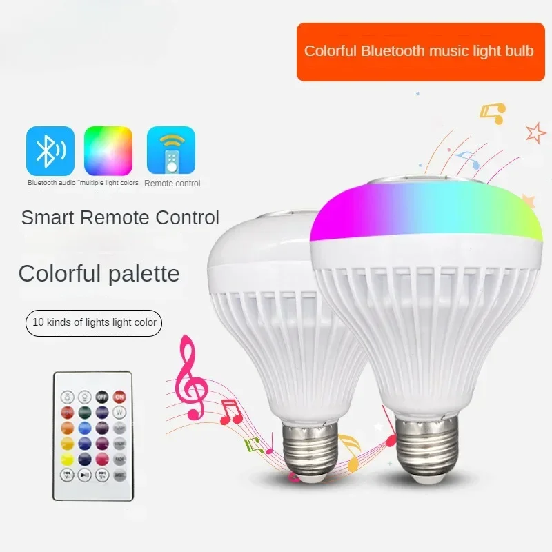 LED Music Light Bulb with Bluetooth-Compatible Speaker Wireless Smart Light Bulb with Remote Control, RGB Color Changing Speaker