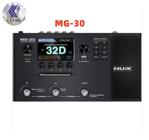 NUX-guitarra popular MG-30, instrumento con Múltiples Efectos, con pedal diseñado por guitarristas, para rendimiento profesional, modelado de nivel profesional